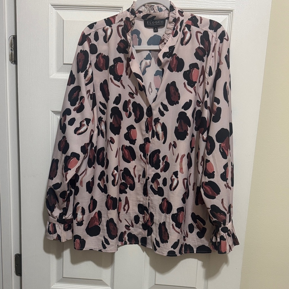 Eloquii Blush Animal Print Blouse